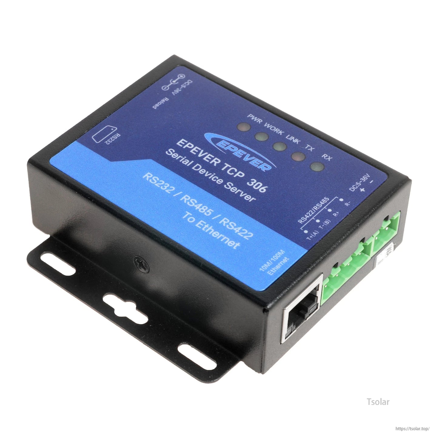 EPEVER TCP 306 Serial Device Server for RS485 Solar Controller/Inverter Monitoring, 10/100M Ethernet