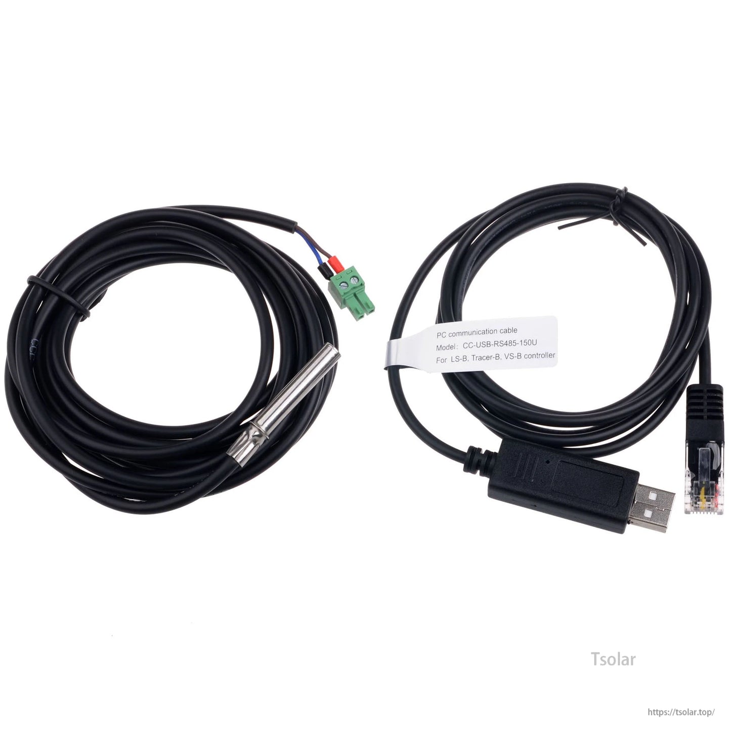 EPEVER solar controller accessories: CC-USB-RS485 PC communication cable and temperature sensor lead