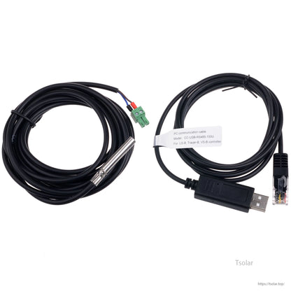 EPEVER solar controller accessories: CC-USB-RS485 PC communication cable and temperature sensor lead