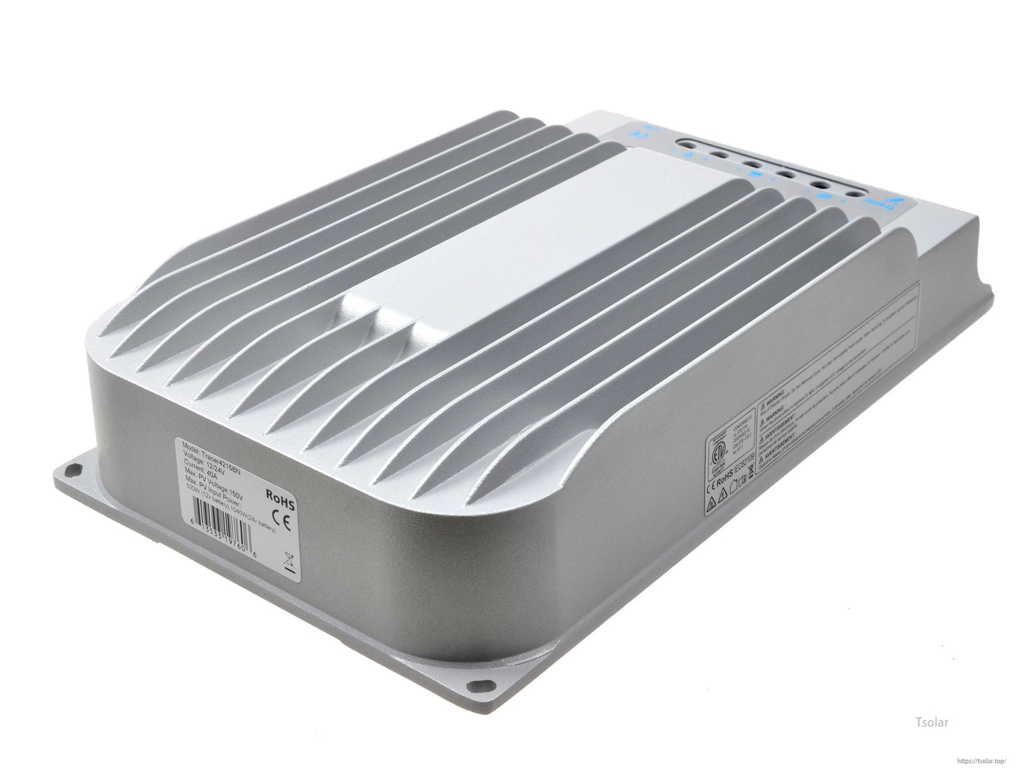 EPEVER Tracer BN MPPT solar charge controller with finned aluminum heat sink housing and top wiring terminals