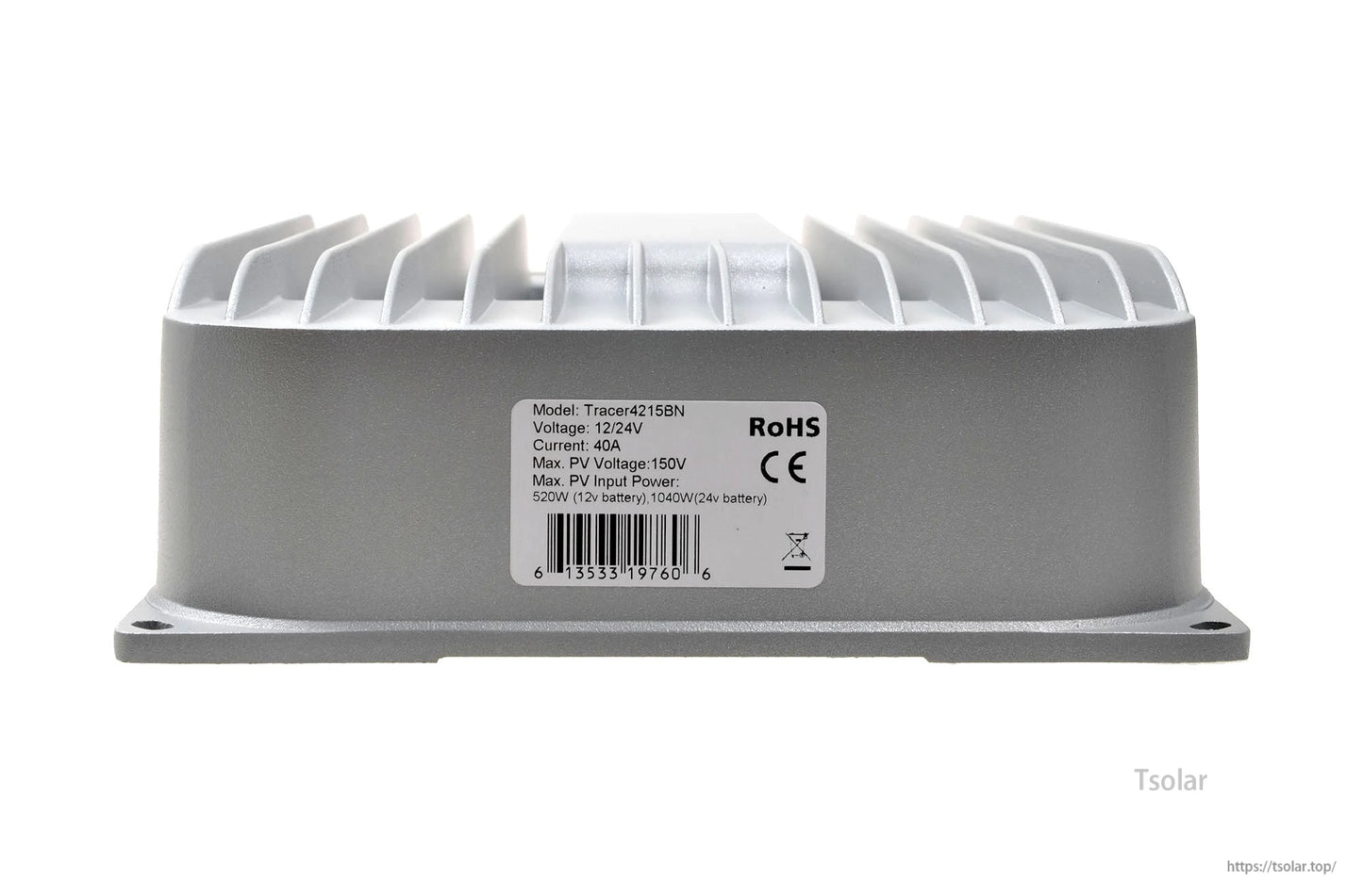 EPEVER Tracer4215BN MPPT solar charge controller housing with label showing 12/24V, 40A and 150V max PV