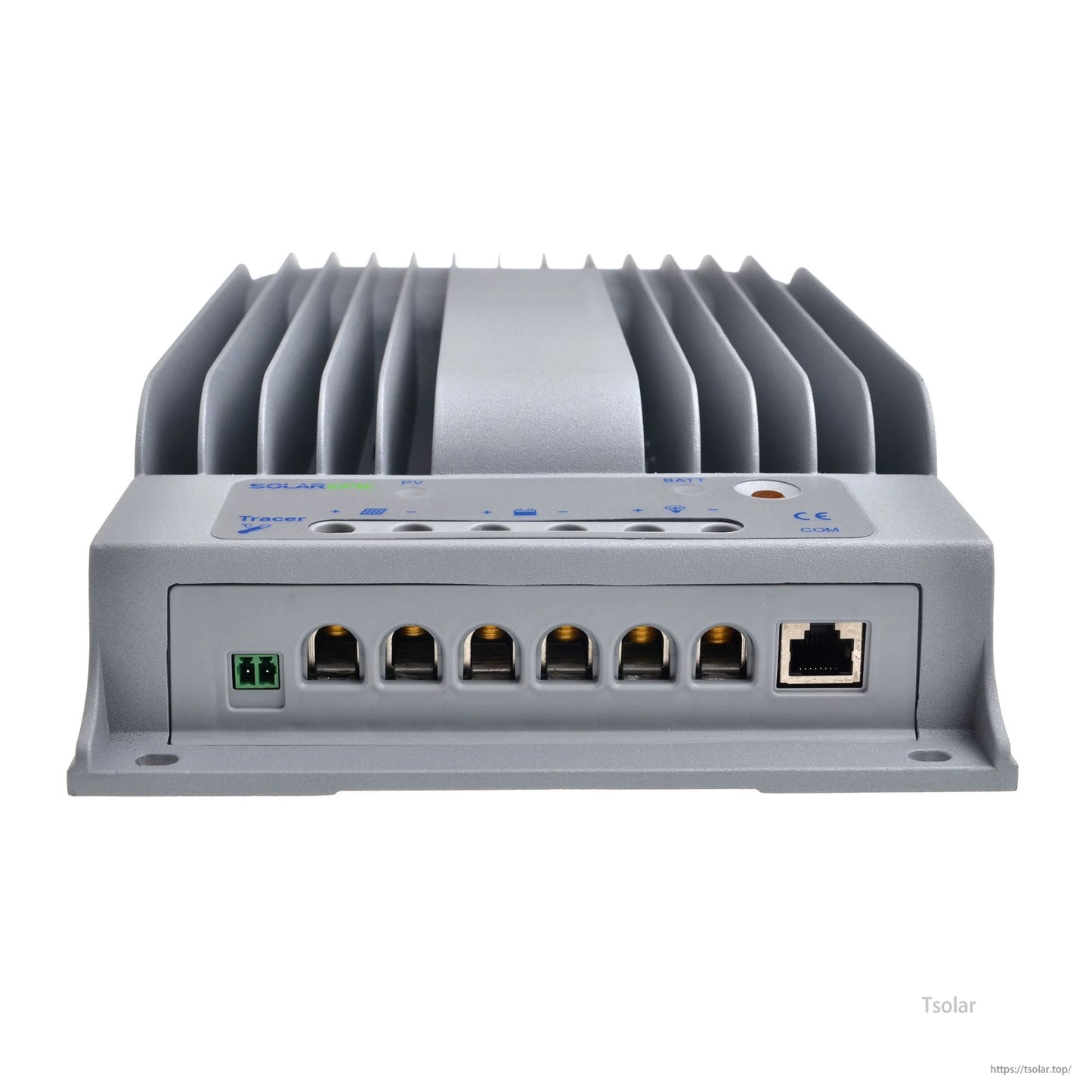 EPEVER Tracer BN MPPT solar charge controller with large heatsink, screw terminals, and RJ45 communication port