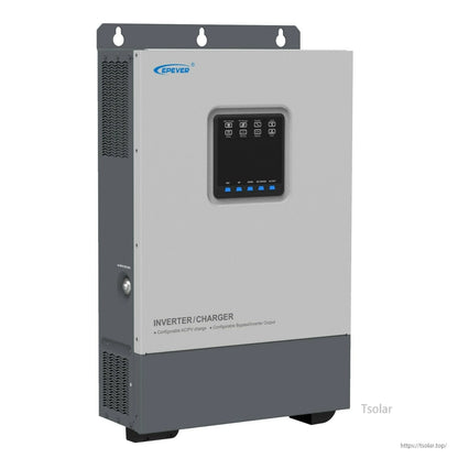 EPEVER UPower-Hi 2000W Hybrid Inverter, EPEVER UPower-Hi hybrid inverter/charger with front LCD control panel and wall-mount metal enclosure