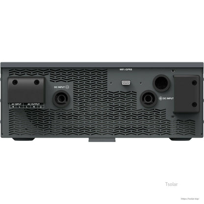 Rear panel of EPEVER UPower-Hi 2000W hybrid inverter with AC input/output terminals, DC input ports and WiFi/GPRS port