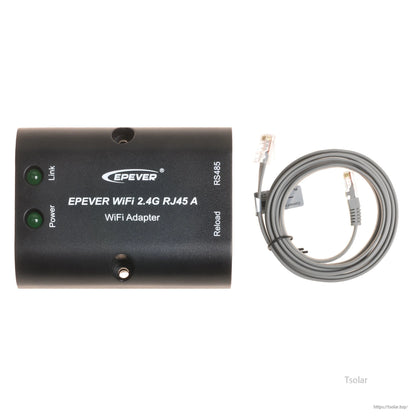 EPEVER 2.4G RJ45A WiFi adapter module with RS485 labeling, Power/Link LEDs, and included RJ45 cable