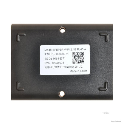EPEVER 2.4G WiFi RJ45 module with label showing SSID, password, RTUID and QR code