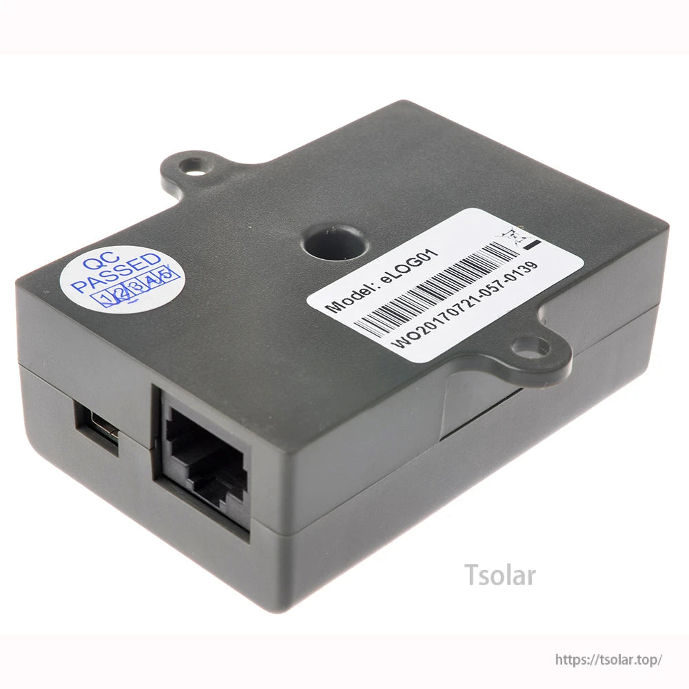 EPEVER eLOG01 data logger module with USB port and RJ45-style RS485 connector in grey enclosure