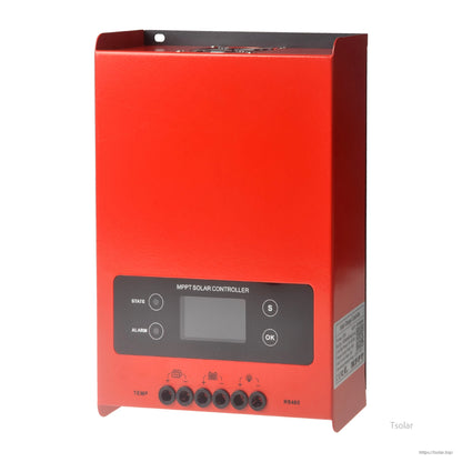 ESMART ESF48H60 MPPT Solar Charge Controller, Red ESMART MPPT solar charge controller with front LCD display, control buttons, and RS485 port