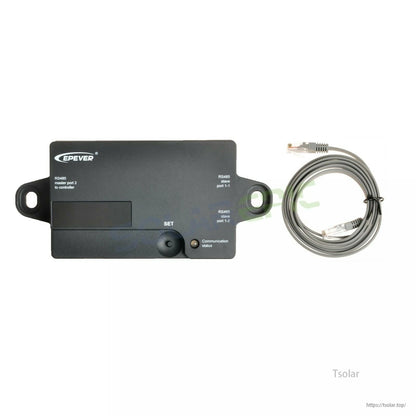Epever PAL-ADP-50AN PT adapter module with RS485 ports, SET button, status indicator, and coiled cable