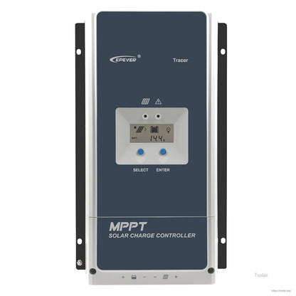 Epever Tracer AN MPPT Solar Charge Controller, Epever Tracer MPPT solar charge controller with front LCD screen and select/enter buttons, wall-mount design