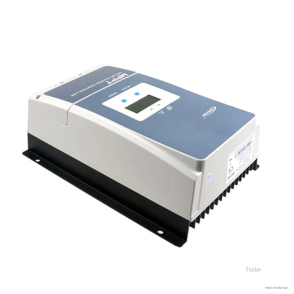 Epever Tracer AN MPPT solar charge controller with built-in LCD screen, buttons, and mounting base