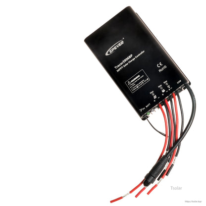 EPEVER Tracer BP MPPT solar charge controller with waterproof black housing and red/black PV and battery leads