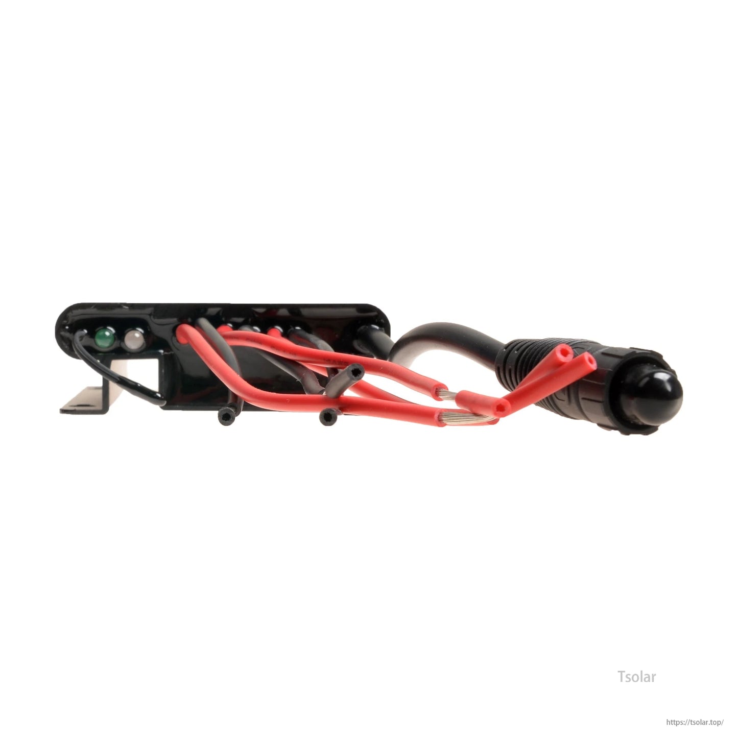 Epever Tracer BP waterproof MPPT solar charge controller module with prewired leads, connector, and status LEDs