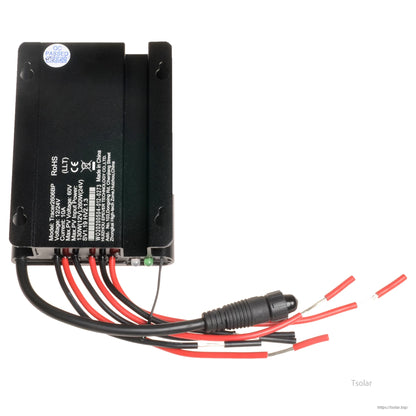 Back view of Epever Tracer2606BP MPPT solar charge controller 12/24V 10A with wired leads and label specs