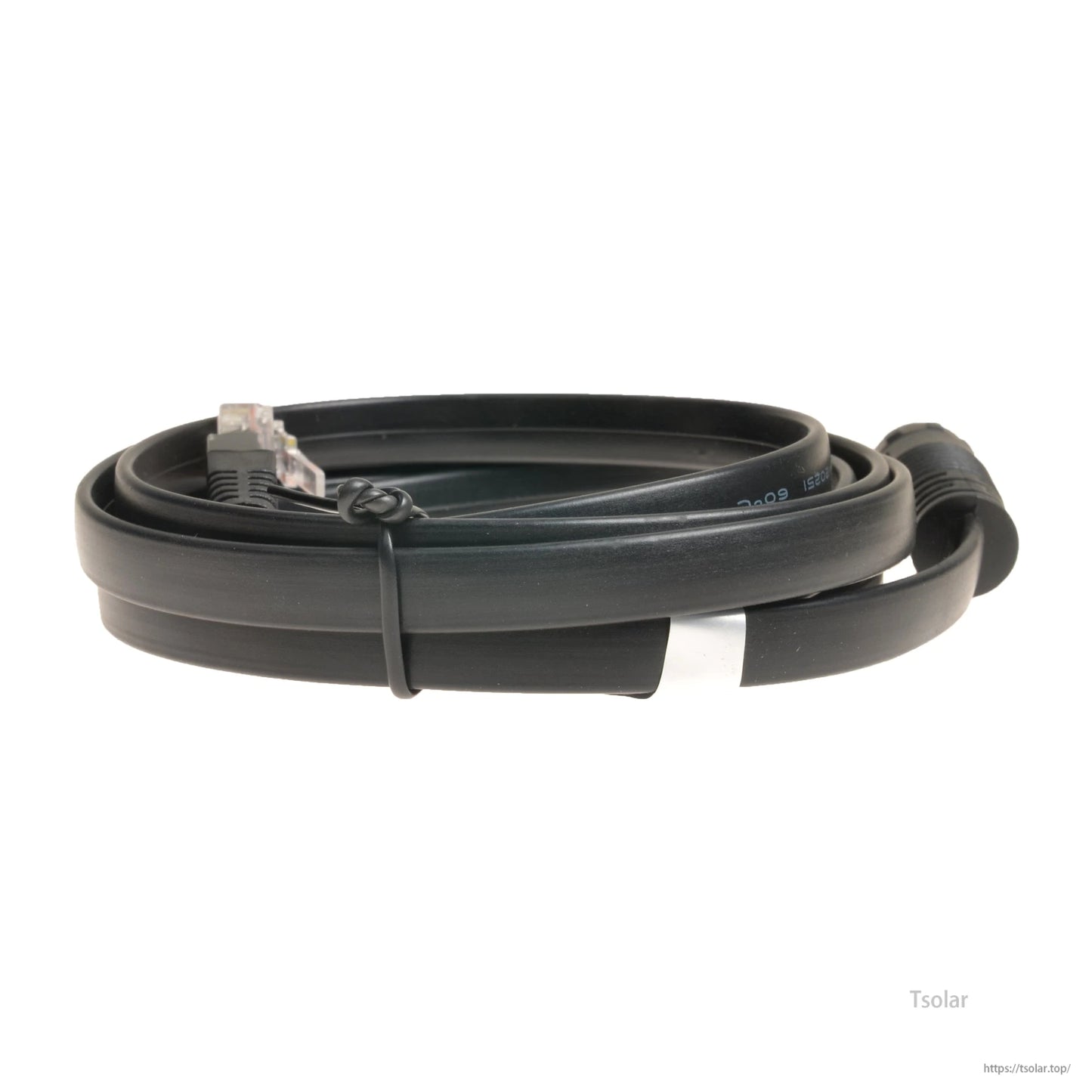 Coiled black RS485 communication cable with RJ45 plug and round waterproof connector for Epever Tracer BP controller