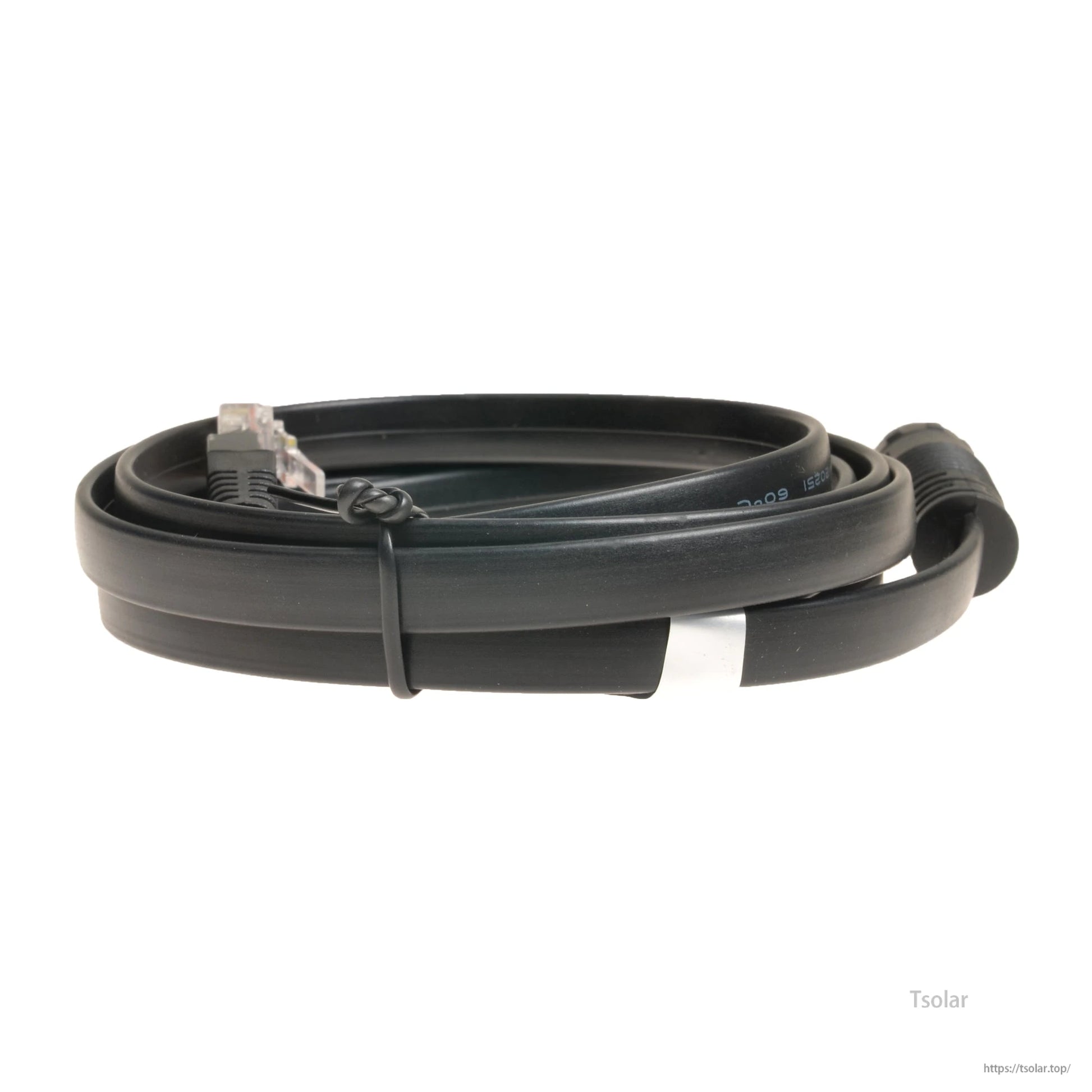 Coiled black RS485 communication cable with RJ45 plug and round waterproof connector for Epever Tracer BP controller