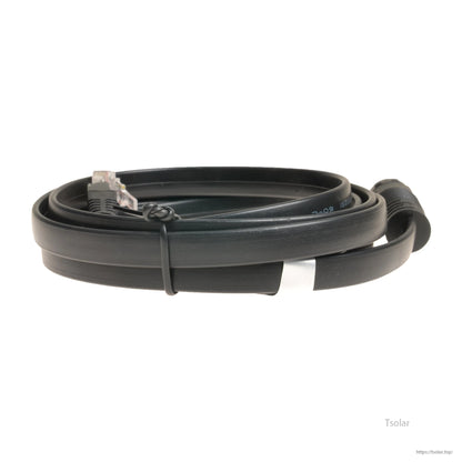 Coiled black RS485 communication cable with RJ45 plug and round waterproof connector for Epever Tracer BP controller