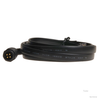 Coiled black RS485 communication cable with 4‑pin waterproof round connector for Epever Tracer BP controller