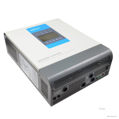 Epever UPower MPPT Inverter, Epever UPower inverter/charger with LCD control panel, button keypad, and front connection ports