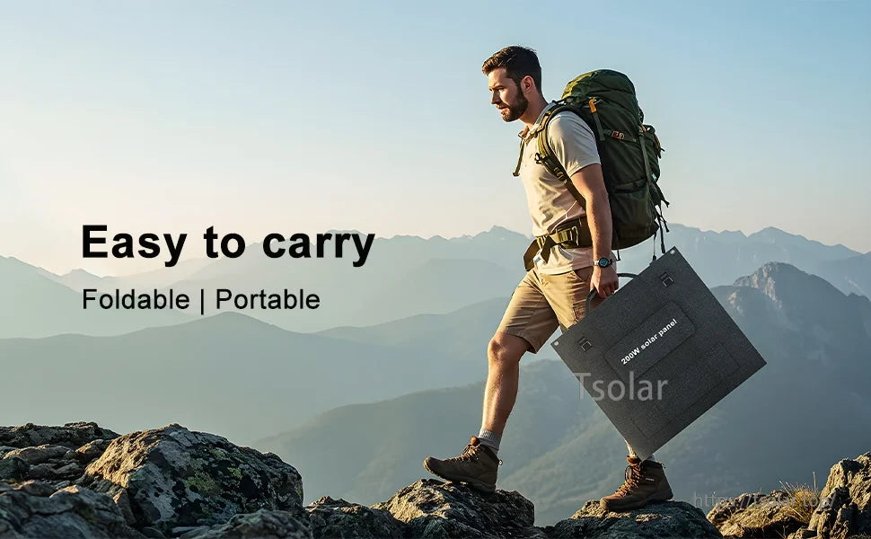 Fodable Solar Panel, Foldable 200W solar panel, lightweight and portable, perfect for outdoor adventures.