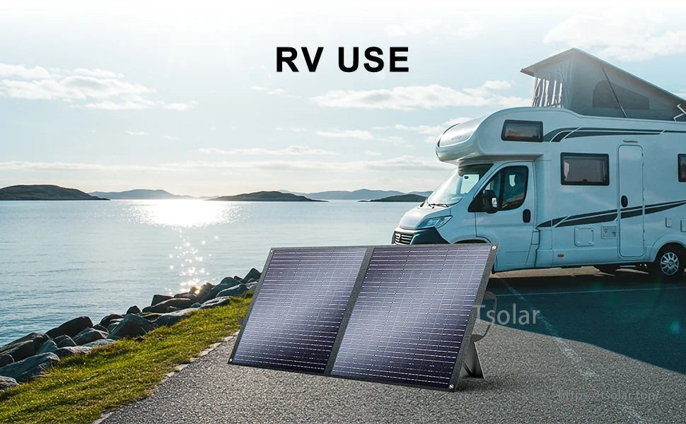 Fodable Solar Panel, Foldable solar panel with 2 pieces, 100W or 200W monocrystalline ETFE, suitable for portable power stations and battery charging.