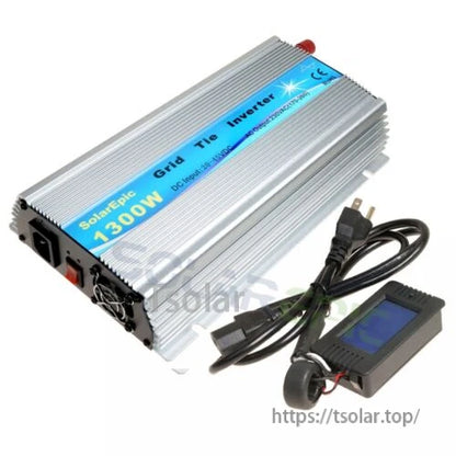 GWV-600W MPPT Grid Tie Micro Inverter, Aluminum grid-tie solar micro inverter with AC plug lead and small wired LCD monitoring display