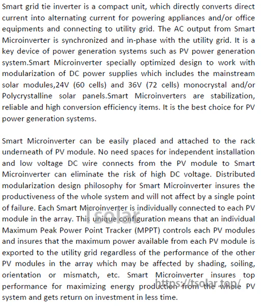 Grid Tie Inverter For 24V/30V/36V 60cells/72cells Solar Panel Inverter Sky Blue