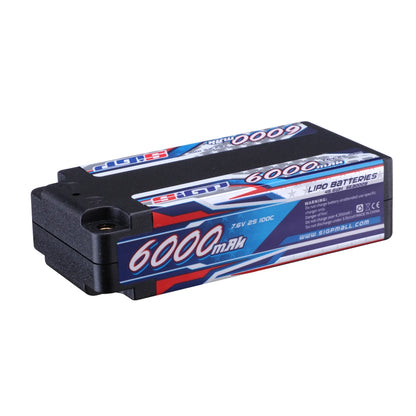 SIGP 2S 7.4V/7.6V LiPo Battery, 7.6V 6000mAh LiPo battery, 100C, Deans T plug, ideal for RC vehicles. Use compatible charger. Made in China.