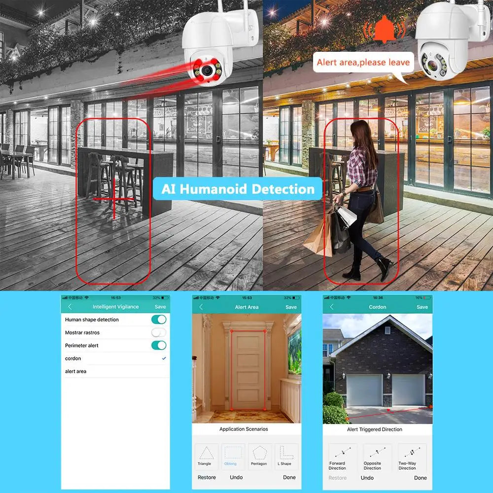 Hiseeu 1080P 2MP Camera, Humanoid detection system with intelligent vigilance and perimeter alert cordon detection.