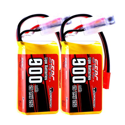 Sunpadow 2S LiPo Battery 2-Pack: 7.4V 900mAh JST (25C) + 1350mAh XT30 (20C) Soft Packs for RC Aircraft