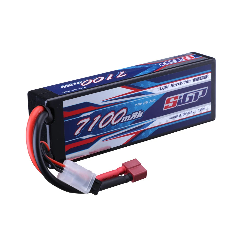SIGP 2S 7.4V/7.6V LiPo Battery, SIGP 7.4V 7100mAh 70C LiPo Battery with Deans Plug