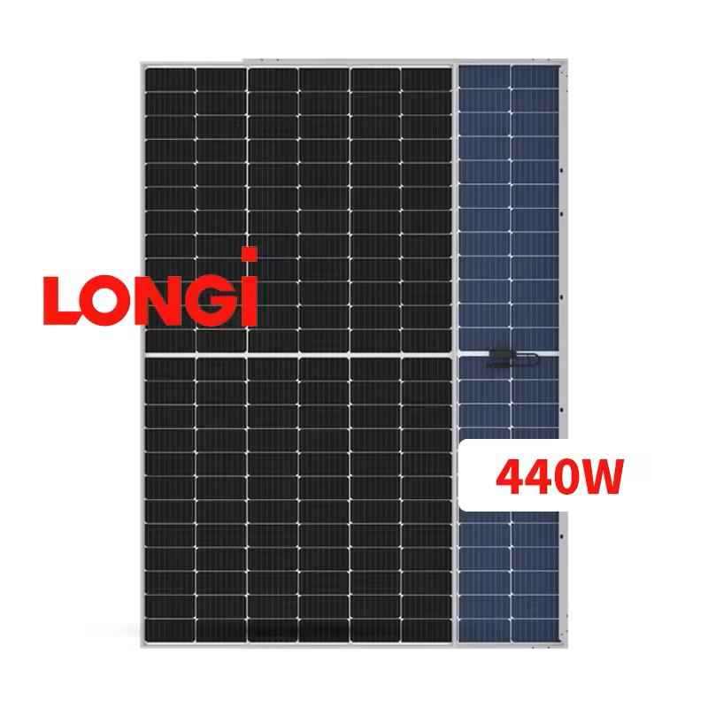 LonGi 440W Solar Panel, High-efficiency solar panel with 20.2% panel efficiency and robust design.