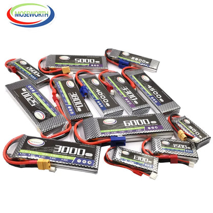 MOSEWORTH 2S 7.4V LiPo Battery 1300–6000mAh 30C/40C/60C for RC Airplane Helicopter Drone Car Boat