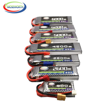 MOSEWORTH 2S 7.4V LiPo Battery, MOSEWORTH 2S 7.4V LiPo battery, 900-6000mAh, 30C/40C/60C discharge rate, designed for high-performance RC models.