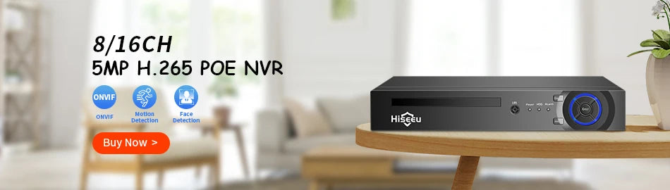 Hiseeu 3MP Camera, High-definition POE NVR with motion detection and alerts.