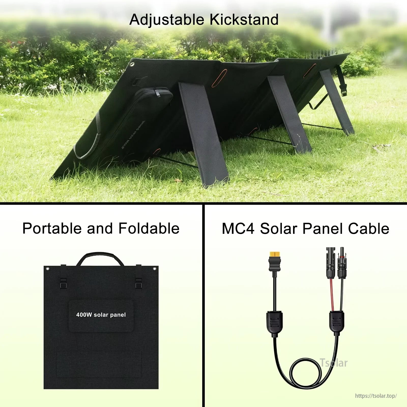 IEETek P3200 3200W 2048Wh Portable Power Station, Portable foldable 400W solar panel with adjustable kickstand and MC4 solar cable.