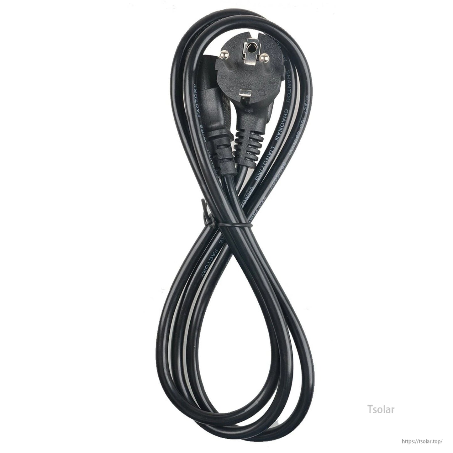 Inverter AC Cable, Black 1.5m AC inverter power cable with EU Schuko plug and IEC connector for grid-tie inverter connection