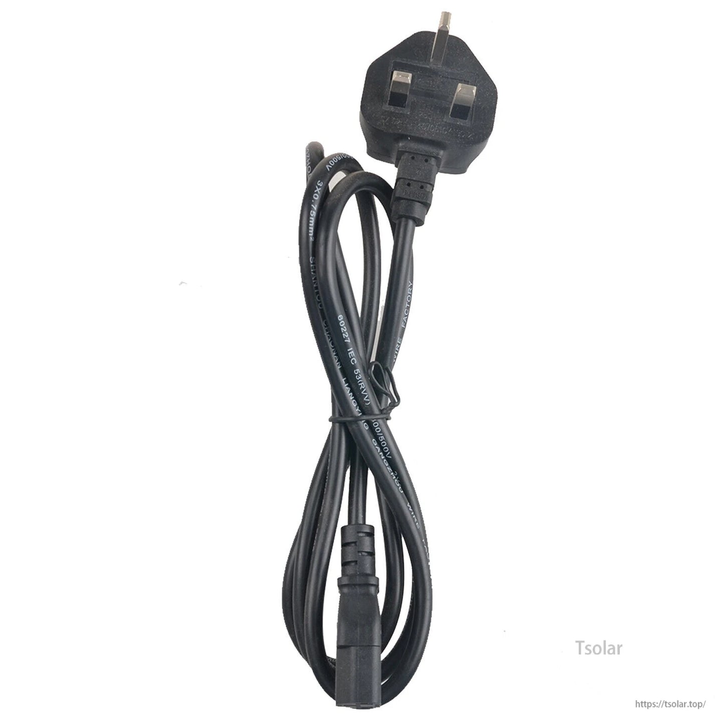 Inverter AC Cable, 1.5m inverter AC power cable with UK 3-pin plug and IEC C13 connector, black cord