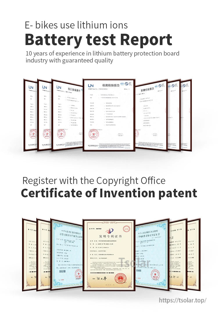 Battery test report and certificate of invention patent document collage