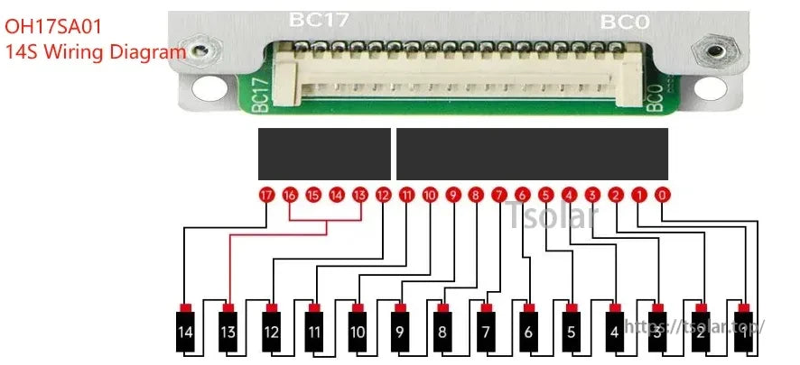 JBD OH17SA01 BMS lifepo4/Liion 17S 60A 80A 100A built-in Bluetooth with UART, RS485, CAN, Discharge Switch,balancing function