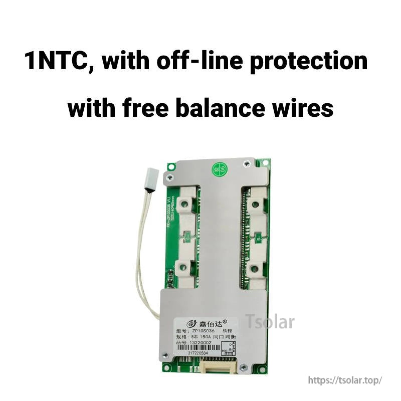 Label side view showing 1NTC and off-line protection callout with free balance wires included