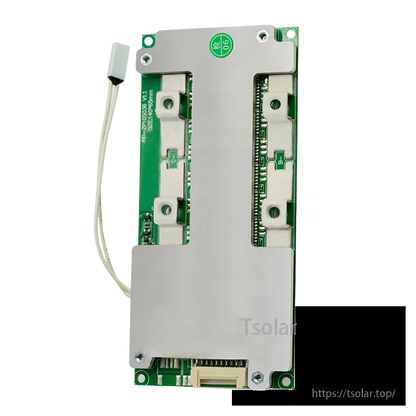 JBD ZP10S036 24V 60A hard BMS top view showing aluminum heatsink plates, mounting holes and cable lead