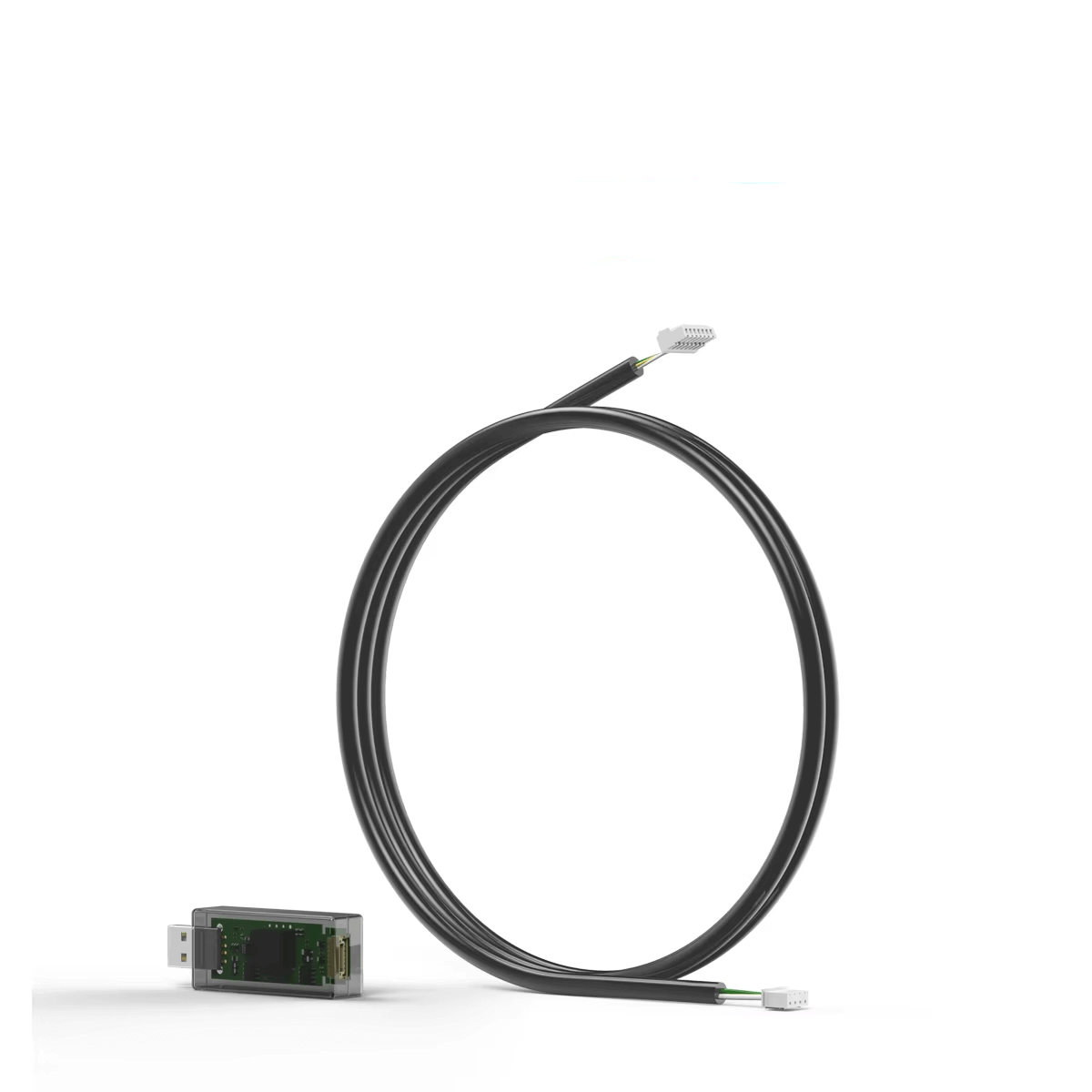 JIKONG JK17 USB-TTL cable with inline USB adapter module and two white plug connectors