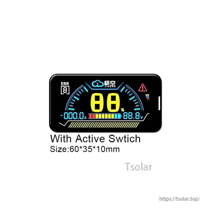 LCD display front graphic with active switch and size 60×35×10 mm shown on image