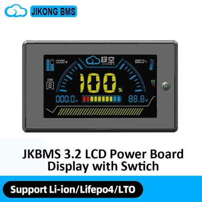 JIKONG BMS JKBMS 3.2 LCD power board display with switch, support Li-ion LiFePO4 LTO text