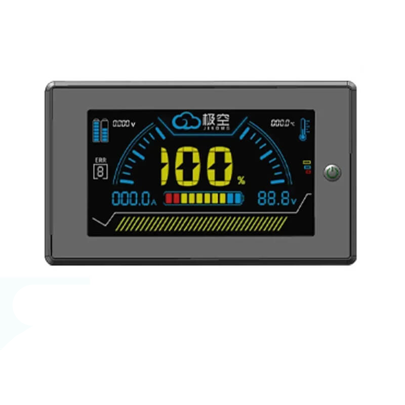 JKBMS 3.2-inch LCD power board display module with side switch, screen showing battery status