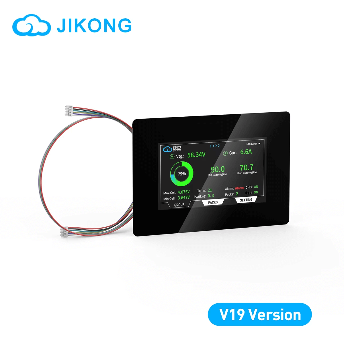 JIKONG V19 version 4.3-inch LCD touch display module with cable, front view