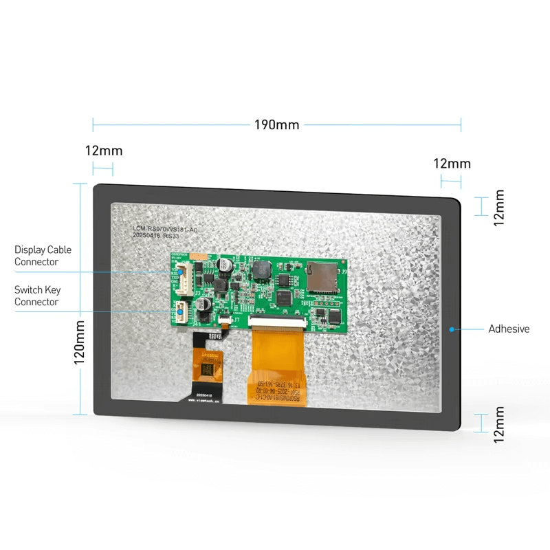 JKBMS V19 Version 7.0 Inch LCD Display Adapter for JIKONG BMS (PBxA16SxxP series inverters are dedicated to BMS V19 version)