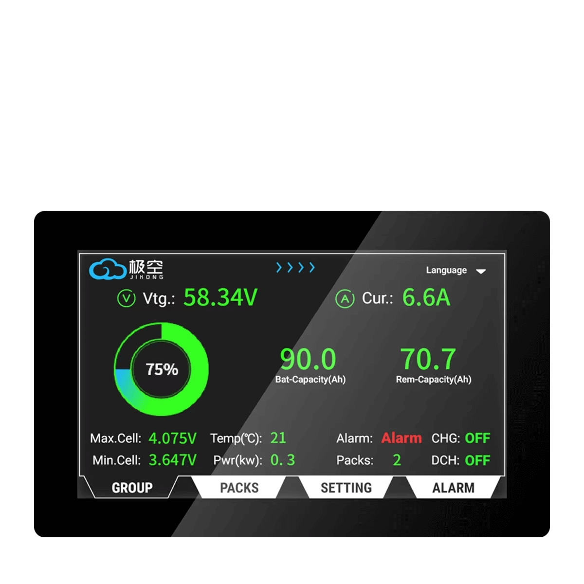 JKBMS V19 Version 7.0 Inch LCD Display Adapter for JIKONG BMS (PBxA16SxxP series inverters are dedicated to BMS V19 version)