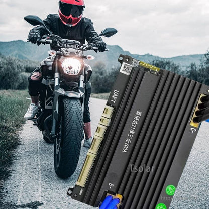 Jiabaida SP21S001 Smart BMS shown for e-bike or motorcycle battery pack application background